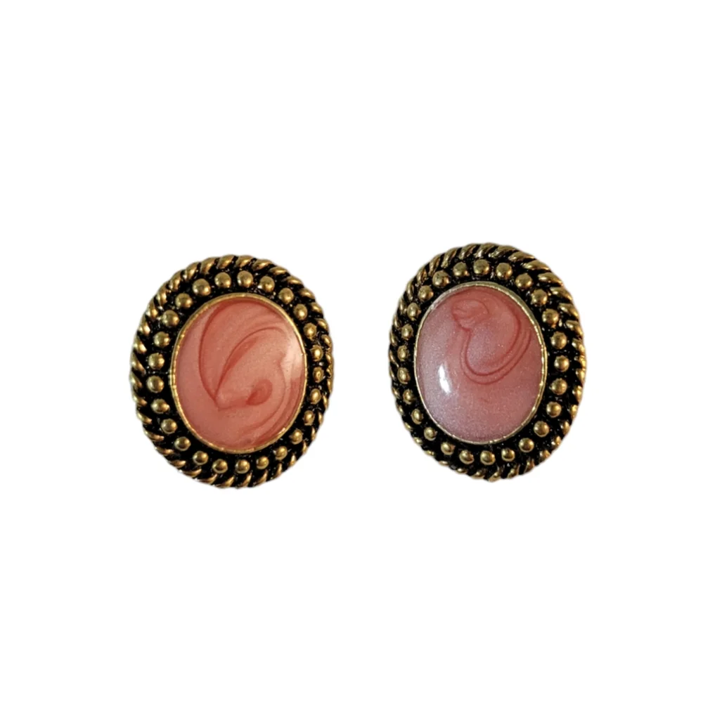 Vintage Enameled Clip On Earrings